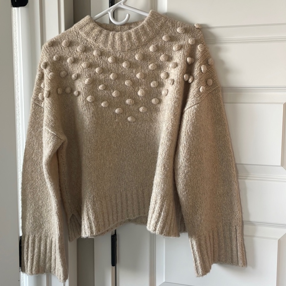 Madewell cream bobble mockneck sweater